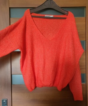 Pomarańczowy miękki sweterek, sweter oversize