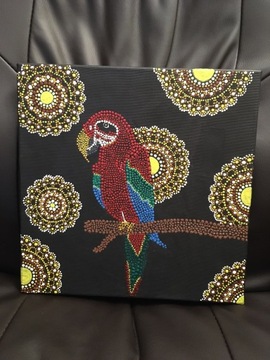 Obraz papuga z mandalami 