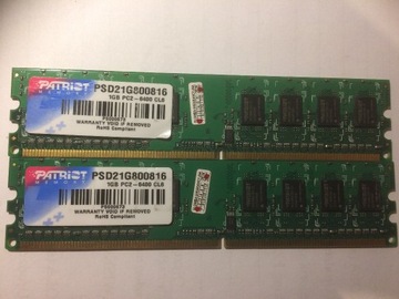 2x Pamięć RAM PATRIOT DDR2 1GB PC2-6400 CL6