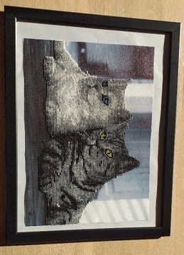 Obraz Koty wykonany metodą Dimond Pinting w ramce 