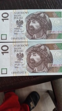 Banknoty 10 zł kokejne numery