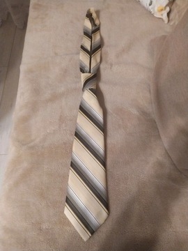 Krawat beżowo-czarny
