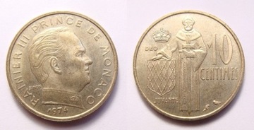 Monako 10 centimes 1974 r.