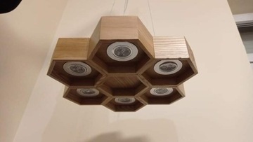 Lampa sufitowa heksagon Hex sześciokątna drewniana