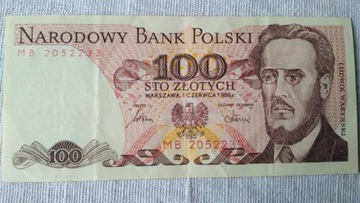 Banknot 100 zł z PRL z1986 r Pewex seria MB2052233