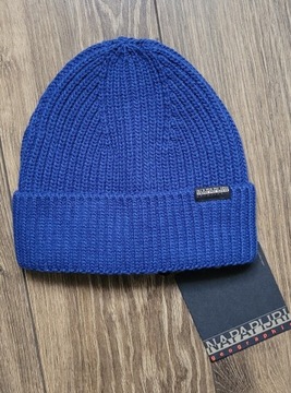 czapka beanie Napapijri Foli 3 zimowa z logo blue