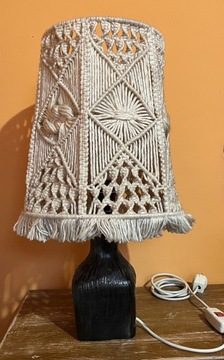 Przepiękna ceramiczna lampa boho makrama 60 cm