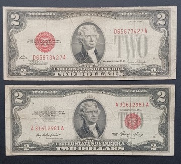 USA 2 dolary zestaw 1928 1953 stan dobry