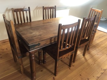 Stół, 6 krzeseł i komoda - polisander indyjski