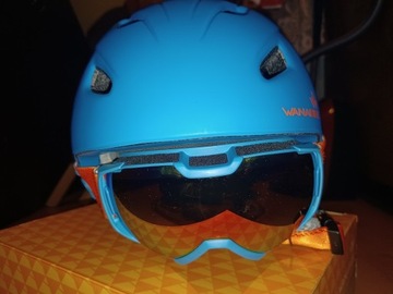 Kask dziecięcy z goglami 48-52cm.