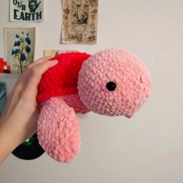 Żółw na szydełku różowy pluszak zabawka