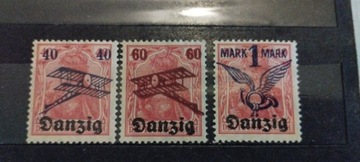 3 znaczki: Danzig 1920r