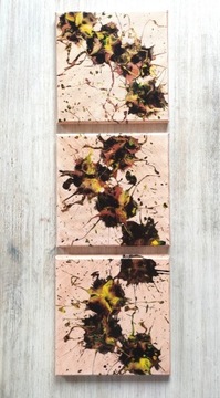 Tryptyk Kwiaty miedziane 3 obrazy razem: 25x75 cm