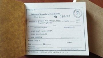 Bilety PKS mandaty karne bloczek 50 sztuk 