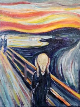 Krzyk - Edvard Munch, ręcznie malowany! Piękny!