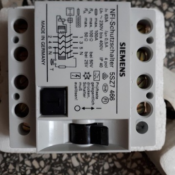 Wyłącznik różnicowy siemens nfi 63/4