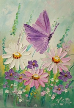 MOTYL  olej płótno 13 x 18 Viola Sado R