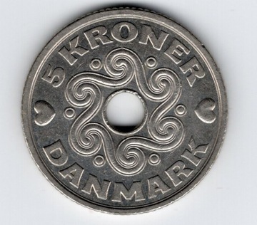 Dania 5 koron, 1995, moneta obiegowa