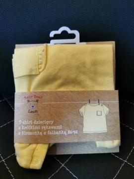 T-shirt dziecięcy z krótkimi rekawami 86-92 baby żółty z falbanką 