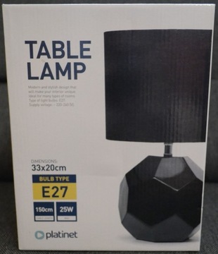 Lampka PLATINET czarna 25W 33x20 cm E27 1,5m