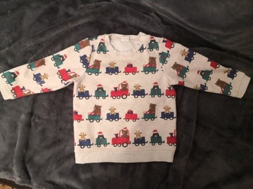 Ocieplany sweterek świąteczny H & M rozm. 86
