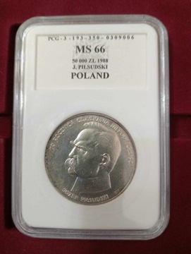 50000 złotych 1988 Piłsudski PCG MS66