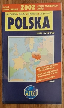 Mapa drogowa Polska 2002 auto samochód 