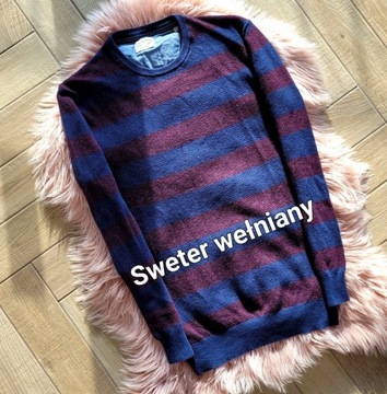 Sweter wełniany męski świąteczny z wełny merino L