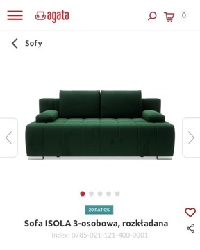 Sofa kanapa rozkładana ISOLA butelkowa zieleń