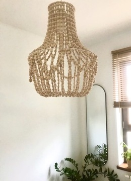 Model 2. Żyrandol lampa boho drewniane korale