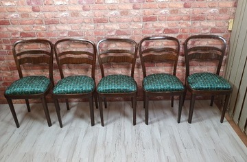 Odnowione krzesła art deco, komplet 5 szt.