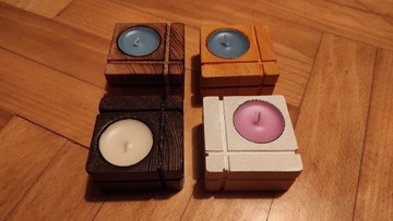 Wyroby z drewna - Zestaw 3 świeczników tealight