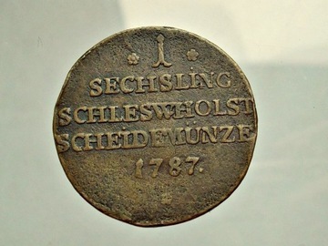 SCHLESWIG-HOLSTEIN, 1 Sechsling 1787r, rozeta !!!