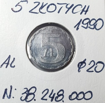 5 złotych 1990  STAN