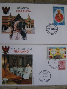 JAN PAWEŁ II Tajlandia koperty 2 szt. Papież JP II