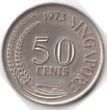 SINGAPUR, 50 centów 1973, KM#5, AU