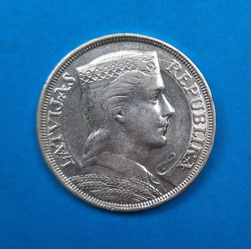Łotwa 5 lati łatów 1931, bdb stan, srebro 0,835 