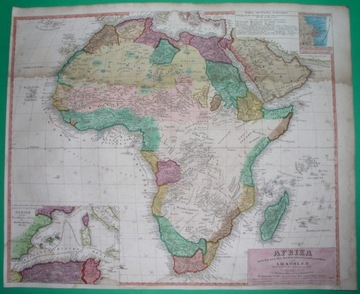 1844 STARA MAPA AFRYKA Egipt Nigeria Madagaskar 