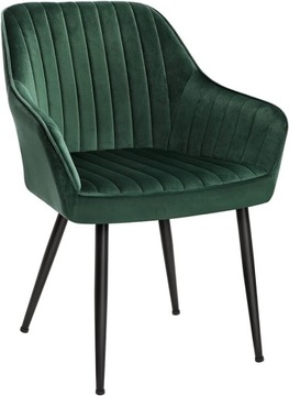 Krzesło tapicerowane butelkowa zieleń welur loft