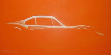 Obraz Orange Car, akryl / płótno 100 x 50