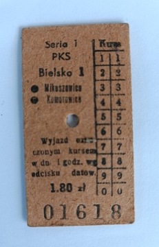 Bilet PKS autobus kartonik  1956