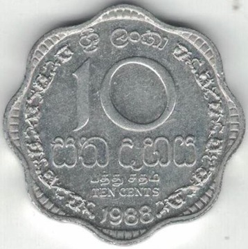 Sri Lanka 10 centów cents 1988 23 mm