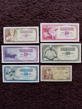 Banknoty Jugosławia - zestaw 17 szt 