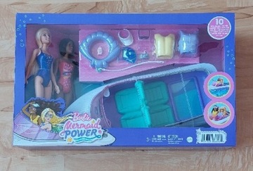 Barbie Mermaid Power Oryginalny zestaw z dużą łodzią 