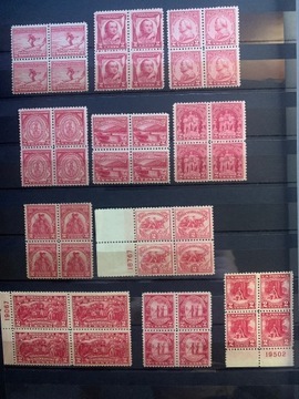 Znaczki pocztowe USA 1926-30 czwórki **