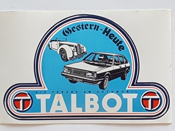 TALBOT oryginalna naklejka z lat 70-80tych XX wiek