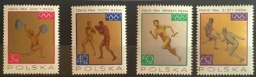 Znaczki PRL 1965 - Medale olimpijskie (luzaki)