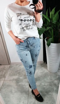 Spodnie jeans kwiaty! HIT 3XL