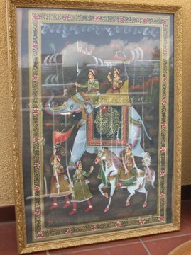 orientalny obraz malowany na tkaninie 