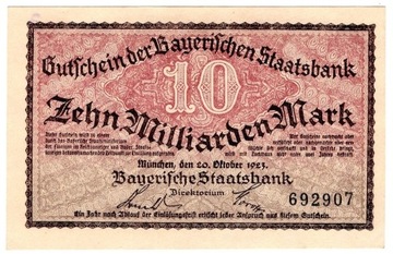 10 000 000 000 Marek 1923 Weimar Republic Bavaria